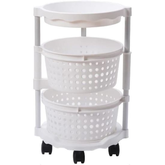 Chariot De Rangement 4 étages Avec Roues - Blanc, 80x30x20 Cm - Pour Cuisine, Salle De Bain