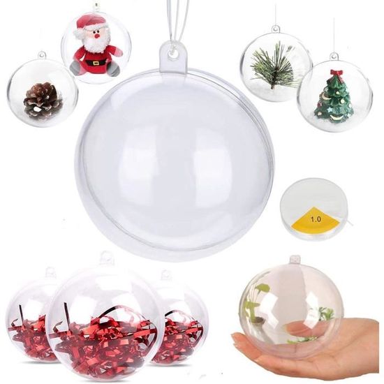 Lot De 10 Boules De Noël À Remplir Soi-Même En Acrylique 4 À 12 Cm 
