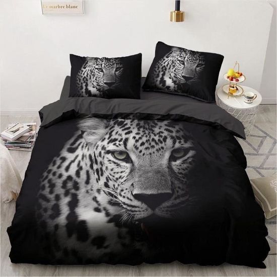 QBIDCSX Housse de Couette 140x200 cm Enfant GuéPard Parure de Lit 1 Personnes avec Fermeture Éclair Doux Respirant Confortable Microfibre Housse de Couette et 2 Taie d'oreiller 65x65 cm