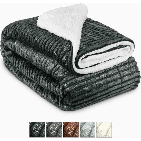 Beautissu Couvre lit Elisa Couverture polaire avec impressions scintillantes 150x200cm – Plaid doux Couverture chaude - Noir