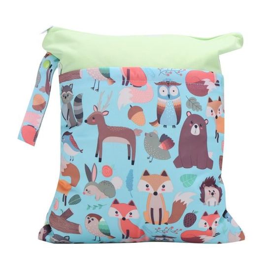 Sac à Couches Lavable Étanche FenFang - Wetbag Réutilisable - Double Fermeture - 36x30cm - Pour Bébé, Sport, Voyage