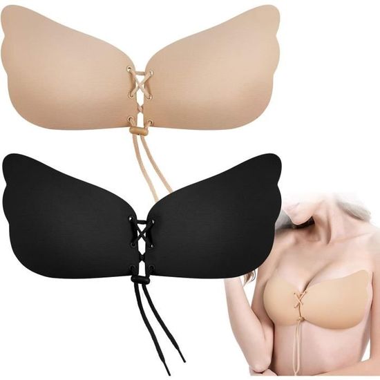 Soutien-gorge Adhésif Réutilisable Push-up Sans Bretelles - Invisible Sous Les Vêtements - 2 Couleurs + Cache-tétons Inclus