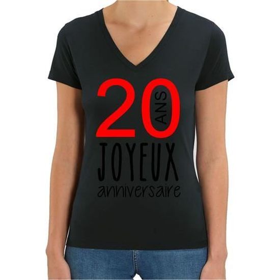 T Shirt Premium Manche Courte Femme Noir Joyeux Anniversaire Ans Noir Cdiscount Pret A Porter