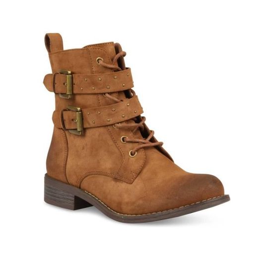 MERRY SCOTT Bottines Marron Avec Boucles Talons Plats Marron Cdiscount Chaussures
