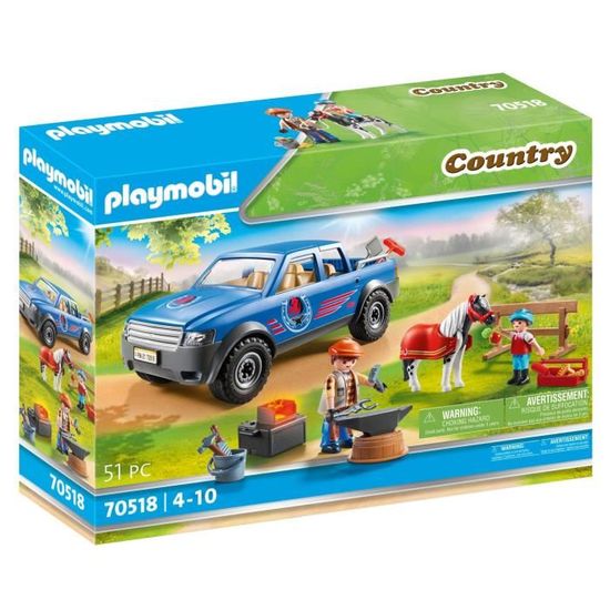 PLAYMOBIL - 70518 - Maréchal-ferrant et véhicule avec forge mobile et accessoires - Playmobil Country