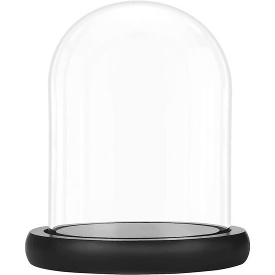 Cloche Verre 9.7cm Avec Socle Bois Noir - Protection Décoration