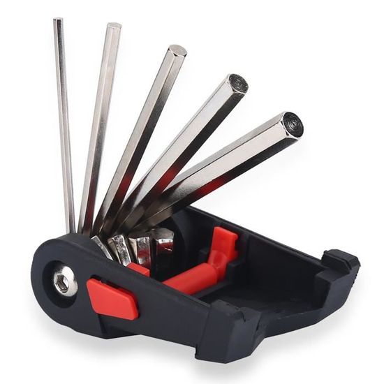 GOSONO Clé à vélo 15 en 1 - Noir - Outil de réparation multifonction pour VTT - Tournevis à rayons hexagonaux - Accessoires de vélo