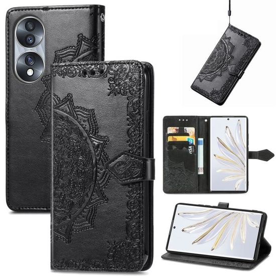 Housse Portefeuille Pour Honor 70 (2022) - Cuir PU Noir - Neuve