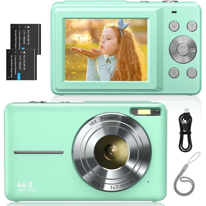 Appareil Photo Numérique 44MP HD - Carte SD 32Go, Zoom 16x, Flash, Rose