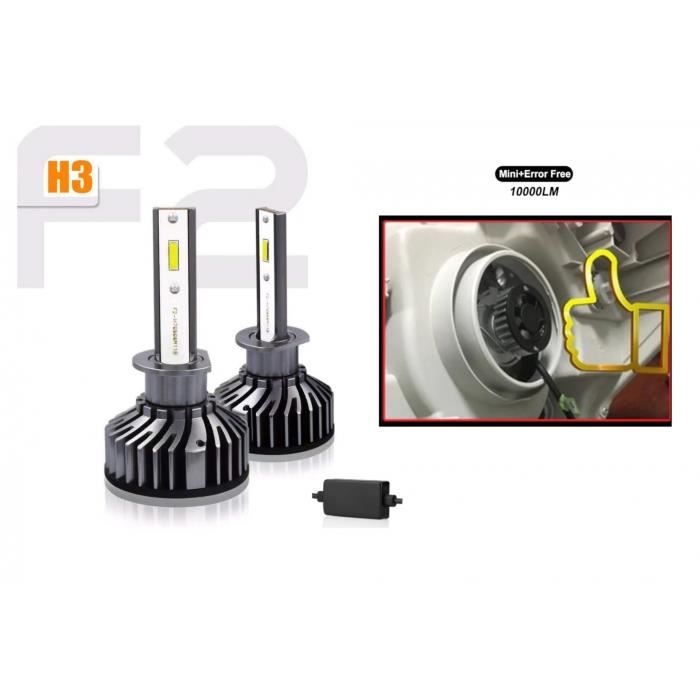 2x Ampoules à LED Mini F2 H3 12V 24V 72W 10000LM Can Bus pour Phares 6000K Blanc