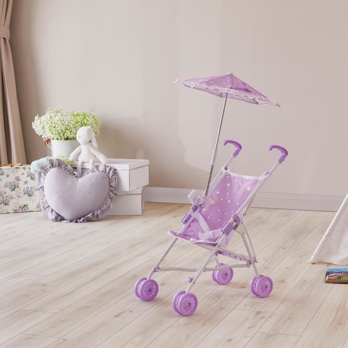 Poussette pour poupée poupon baigneur de 40 cm jeux d'imitation jouet Olivia's Little World OL-00005 Violet