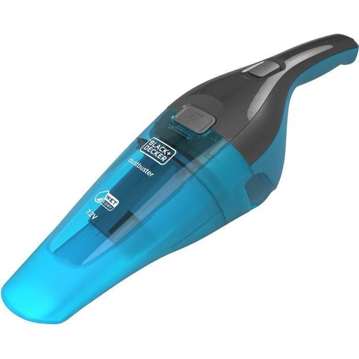 BLACK+DECKER - WDC215WA-QW - Dustbuster Lithium Eau et poussière 7,2V - Aspirateur à main sans fil - Indicateur LED - Bleu
