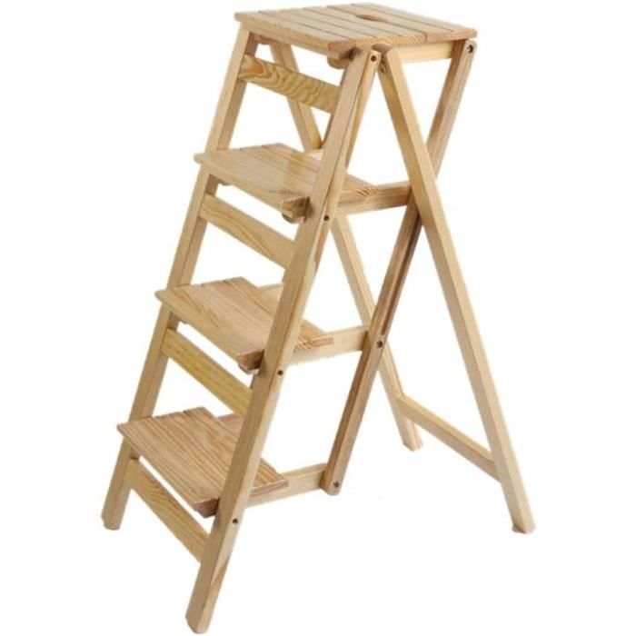 Tabourets de jardinage SYK Escabeau en Bois Se Pliant, escabeau de bibliothèque Se Pliant Multifonctionnel en Bois Blanc 56116