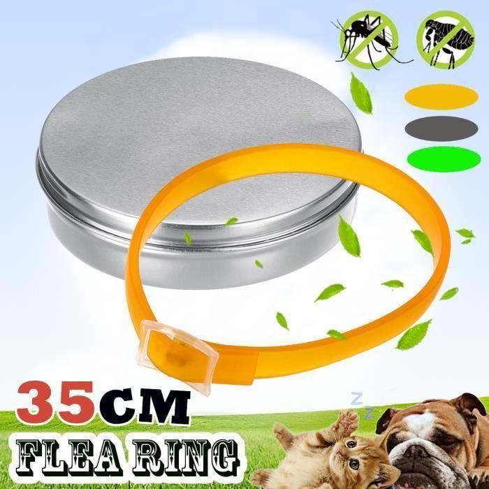 35CM Réglable Chat Chien Collier Anti-Puce Tiques Moustique Antiparasitaire ORANGE Bo08923