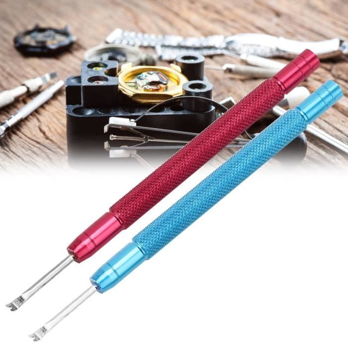2pcs Levier des Aiguilles de Montre Retrait d'Aiguille Accessoire Réparation de Montres (Rouge+Bleu)