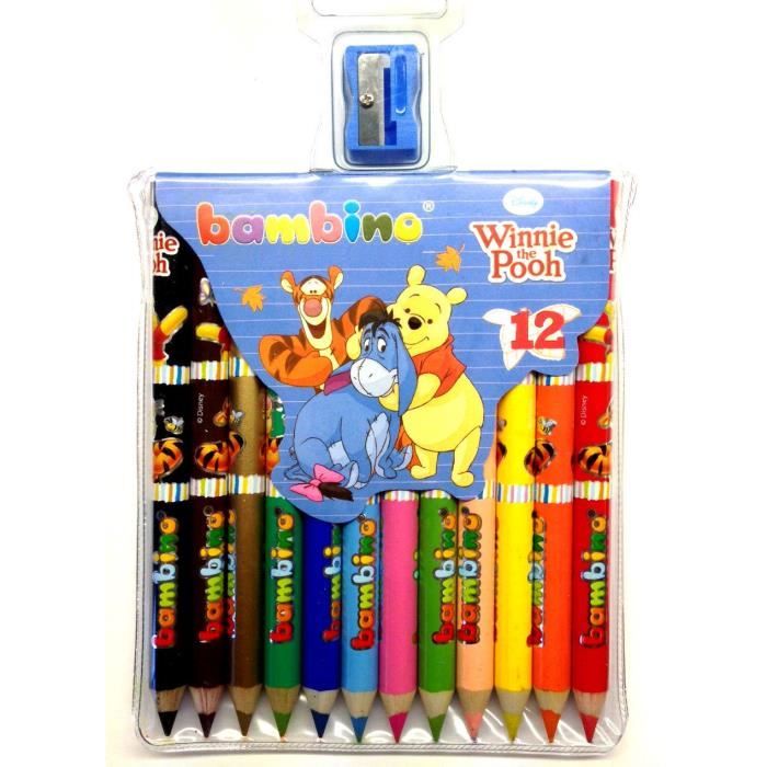 WINNIE L'OURSON 12 CRAYONS DE COULEUR DISNEY