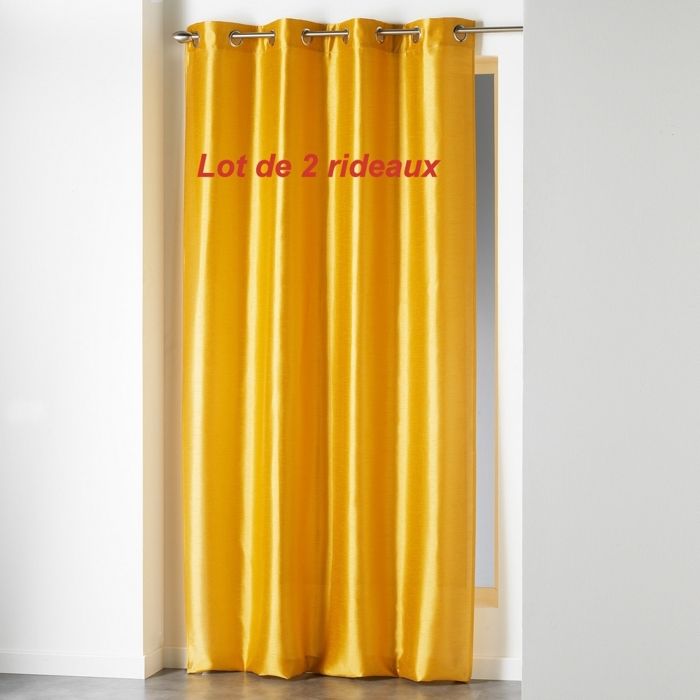 Lot de 2 rideaux a oeillets 140 x 240 cm shantung uni shana Moutarde