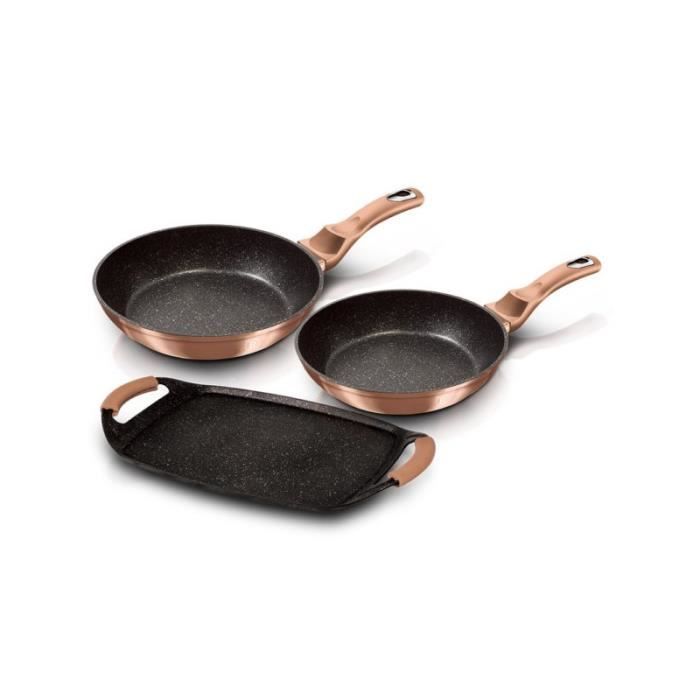 Batterie de cuisine effet pierre 3 pcs
