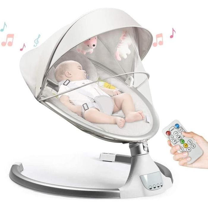 GOPLUS Balancelle Bébé Électrique Transat avec Télécommande-5 Amplitudes de Vibrations et Musique-Convient aux Bébé 0-6 Mois ,Beige