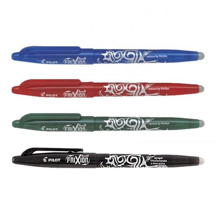 Lot de 4 stylos FriXion Ball 0.7 Pilot assortiment bleu rouge vert noir