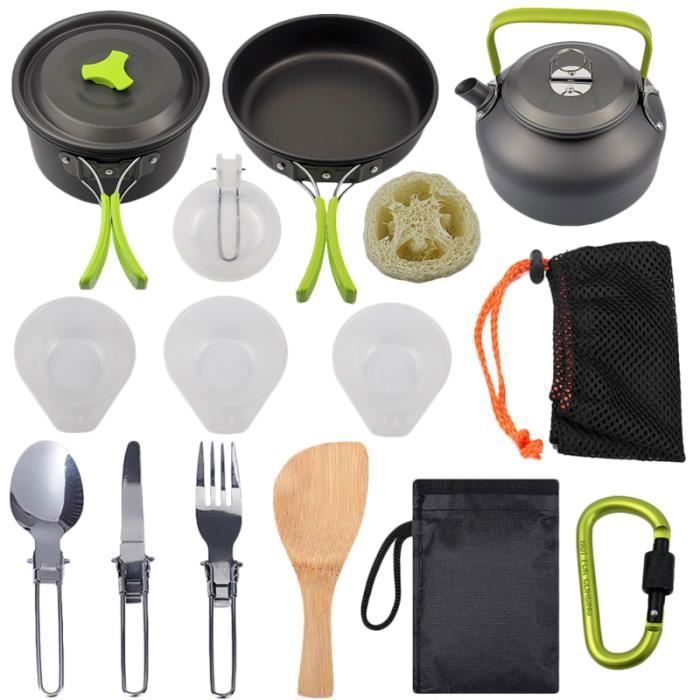 1 ensemble de 15pcs kit de vaisselle de pique-nique en plein air de batterie de cuisine de camping MOUSTIQUAIRE DE LIT