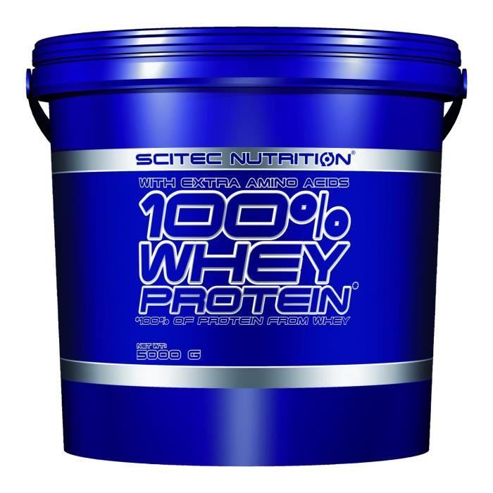 100% Whey Protein 5000g Chocolat Blanc SCITEC - Seau de 5kg de Proteine