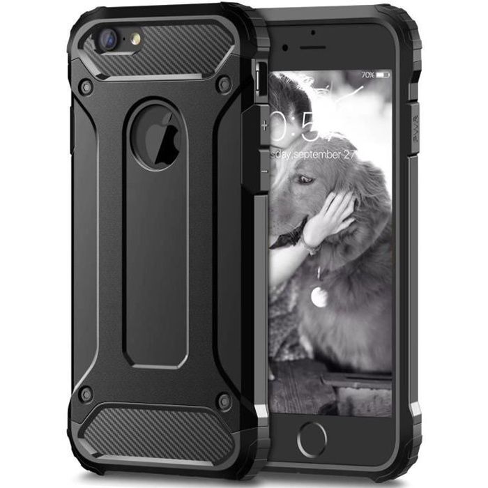 SmartLegend Anti Choc Coque iPhone 7 TPU&PC Bumper Protection complète Cas Noir