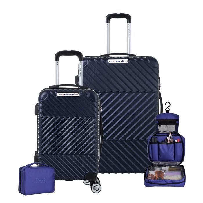 TRAVEL WORLD Ensemble de 2 Valises 50/70 Cm + 2 Organisateurs Couleur Bleu Marine