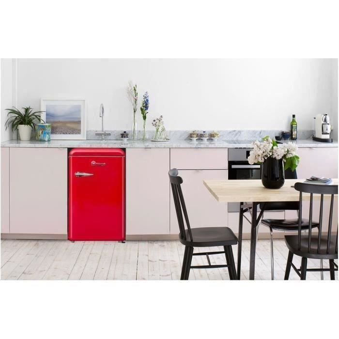 TRIOMPH TLTT118R - Réfrigérateur Vintage Table Top - 118L (106 + 12) - Froid statique - L 55 x H 89.5 cm - Rouge