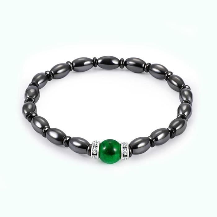 VINGVO Bracelet hématite Bijoux de bracelet de perte de poids de bracelet d'hématite de thérapie magnétique avec la pierre gemme