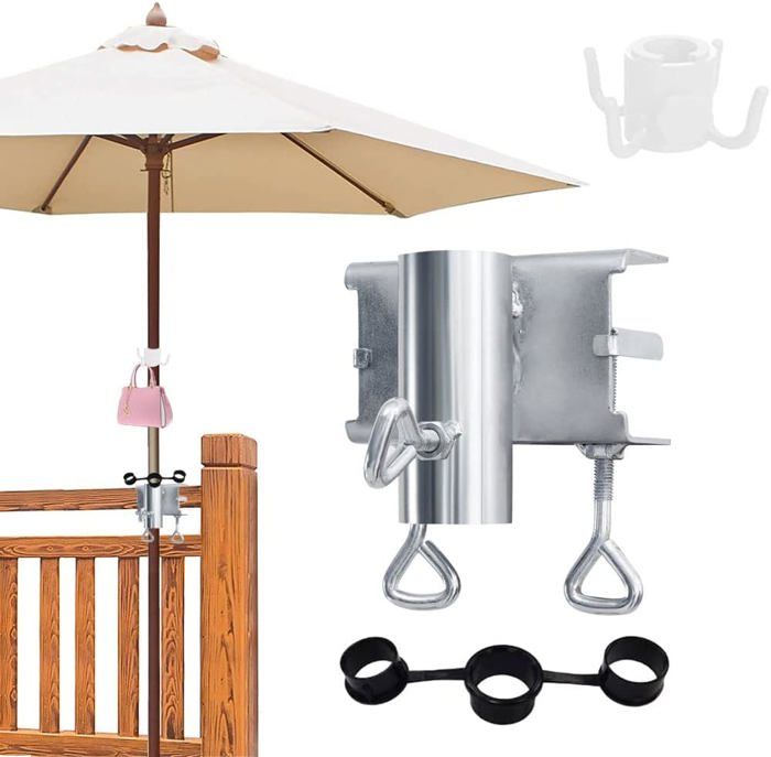 Support De Parasol Pour Balcon - Fixation Sans Perçage Sur Balustrade Jusqu'à 6 Cm - Pour Terrasse, Table, Camping