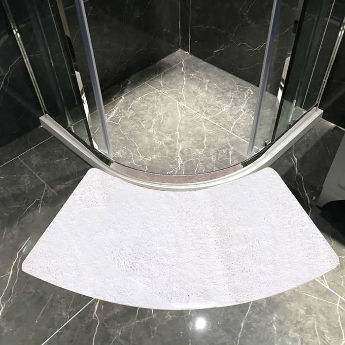 Tapis De Bain En Forme De L Texture Marbre Gris – 80x80 Cm, Absorbant, Antidérapant, Doux Et Lavable En Machine Pour Douche Et Baignoire