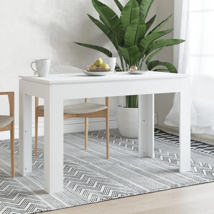 FR Table de salle à manger Blanc 120x60x76 cm Bois dingénierie 800756