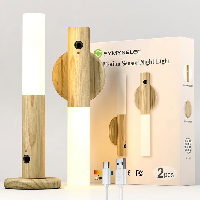 Lot De 2 Appliques Murales Sans Fil Rechargeables USB - Noir 80cm, Dimmable, Télécommande, Rotatives 350° - Pour Chambre, Salon, Couloir - 6