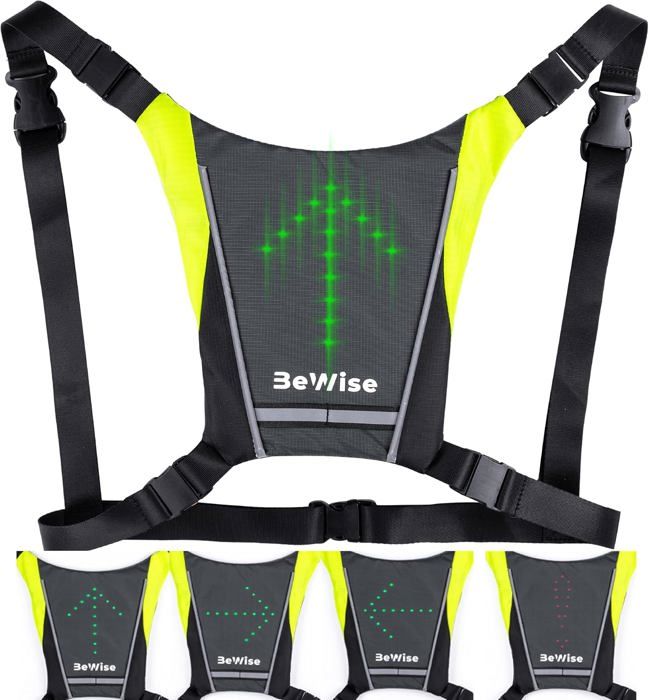 Gilet LED Clignotant 2en1 Rechargeable USB – 15h D'autonomie, Télécommande étanche, Sécurité Vélo/trottinette