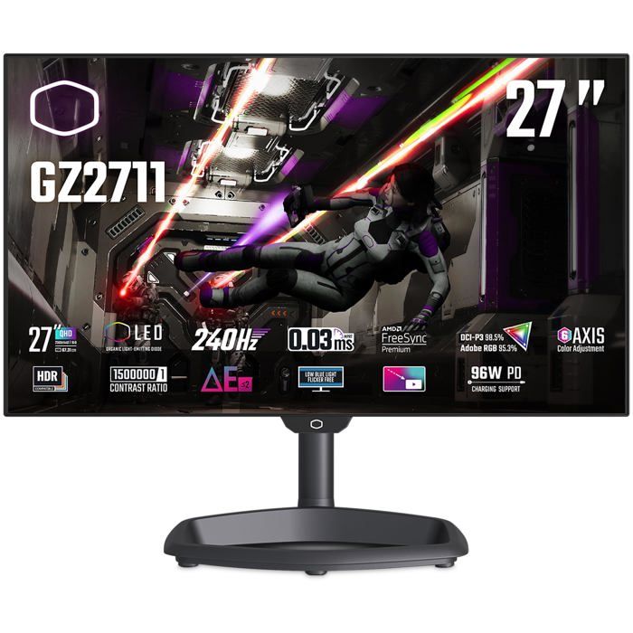 Écran PC QHD OLED 240Hz 0.03ms HDR USB-C FS-Prem Cooler Master GZ2711 27