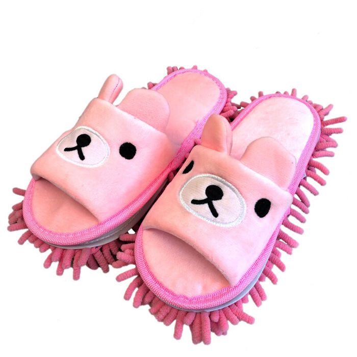 (Rose)Pantoufles Nettoyage Sol Mop Chaussons Chaussons Nettoyage Du Sol Couvre Chaussures Microfibre Chaussons Amovibles Microfibre