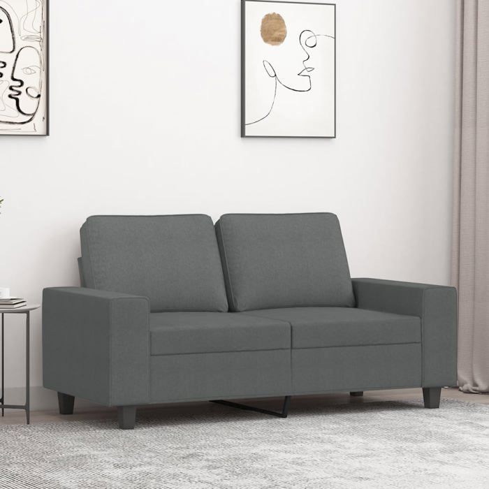 UNIQUE Canapé à 2 places LMT - Sofa pour Salon Gris foncé 120 cm Tissu - Banquette Canapé Design cozy191660