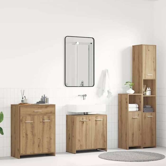 vidaXL Ensemble de meubles salle de bain 4 pcs bois dingénierie armoire de salle de bain placard de salle de bain meuble 3328942