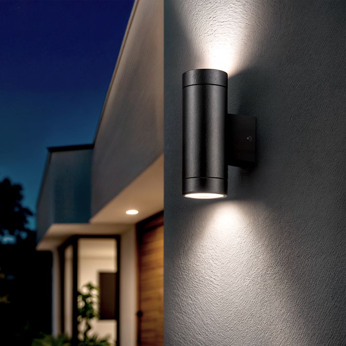 éclairage Mural D'extérieur Lot De 4 Appliques MANATHAN Noire Extérieure Rectangulaire Double Faisceau Gu10 Ip54 Ledvion éclairage