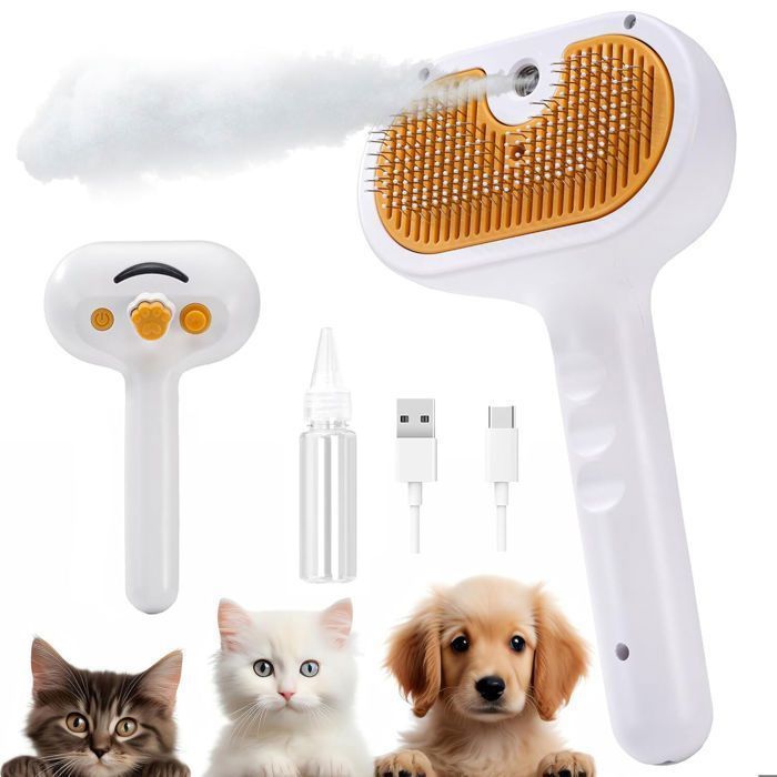 Meilleurs prix pour Brosse à vapeur pour chiens et chats pour la perte de poils Brosse de pulvérisation pour le toilettage des animaux de compagnie