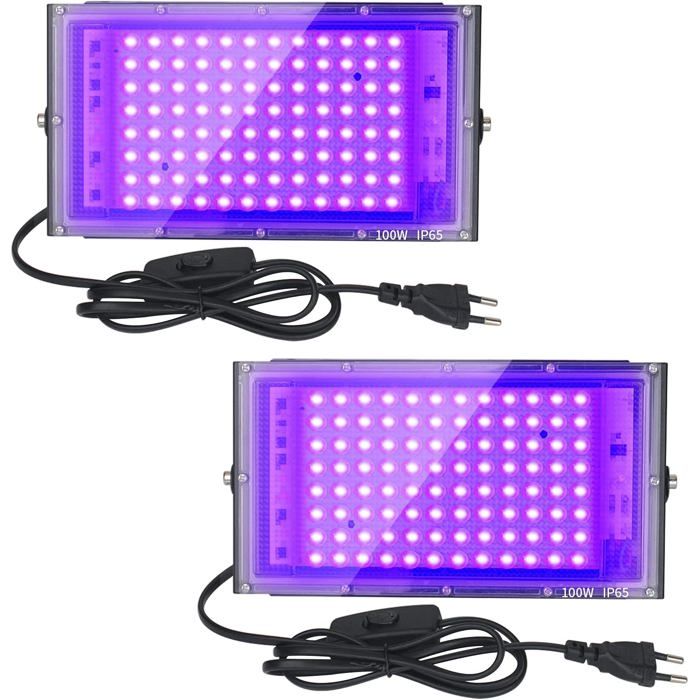 Comparer les prix de 2 Projecteurs LED UV 100W Étanches IP65 pour Aquarium Fête Bar Peinture Label