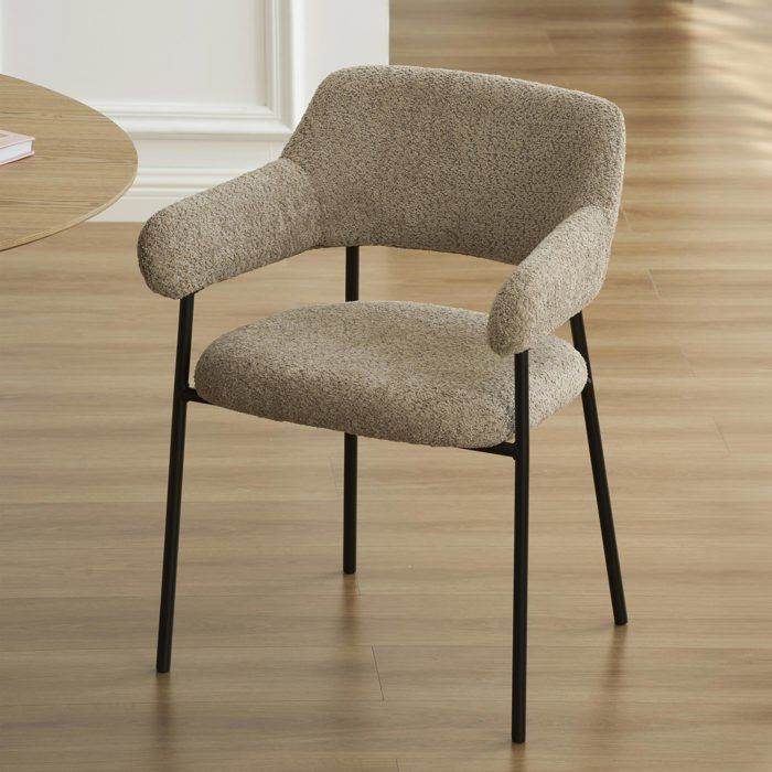 Lot de 2 fauteuils repas IVAN tissu marron glacé pieds métal noir Lot de 2 fauteuils repas IVAN tissu marron glacé pieds métal noir