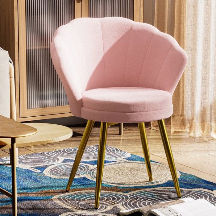 PIPIPOXER Fauteuil en Forme de Pétale en Velours - Fauteuil Rose - Chaise avec Pieds en Or