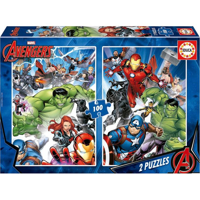 Puzzle - Avengers Marvel - Super héros - 2 x 100 pièces - 40x28cm - Dès 6 ans - Educa