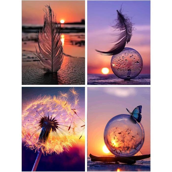 QiHon Kits de Peinture Diamant 5D DIY Diamond Painting Complet Vase Rose Diamant Strass Point de Croix Cristal Painting pour Adultes Enfants Murale Décor 30x40cn