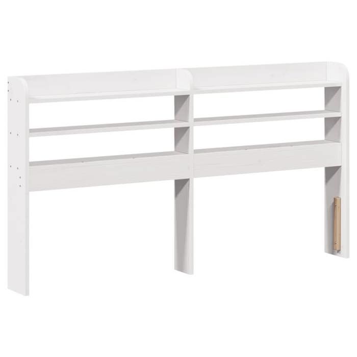 Tête de lit avec étagères - VIDAXL - Blanc - Bois massif de pin - 150x16x82 cm - Pour lit double 140 cm
