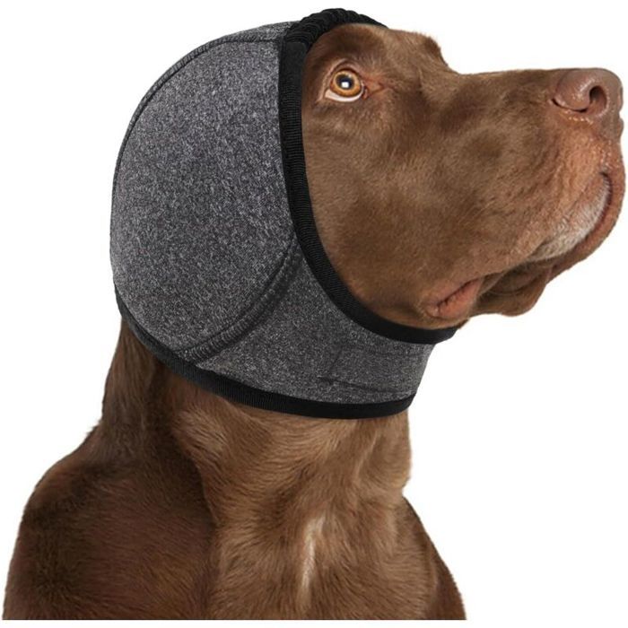 Comparer les prix de Cache-oreilles apaisants pour chien – idéal pour soulager lanxiétéle bruitle toilettagele bainetc. – 1 pièce45-60 cmgris
