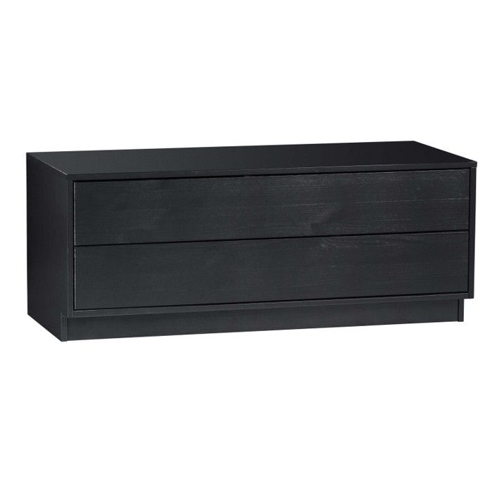 Meuble Tv - Meubles&Design - Meuble TV 40 30x100cm en bois massif noir 2 tiroirs TOLEDE Meuble Tv - Meubles&Design - Meuble TV 40 30x100cm en bois massif noir 2 tiroirs TOLEDE