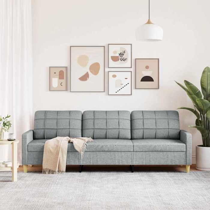 Gris SOFA - PHSH - Canapé avec 3 places - contemporain - Gris clair 210 cm tissu - C1972